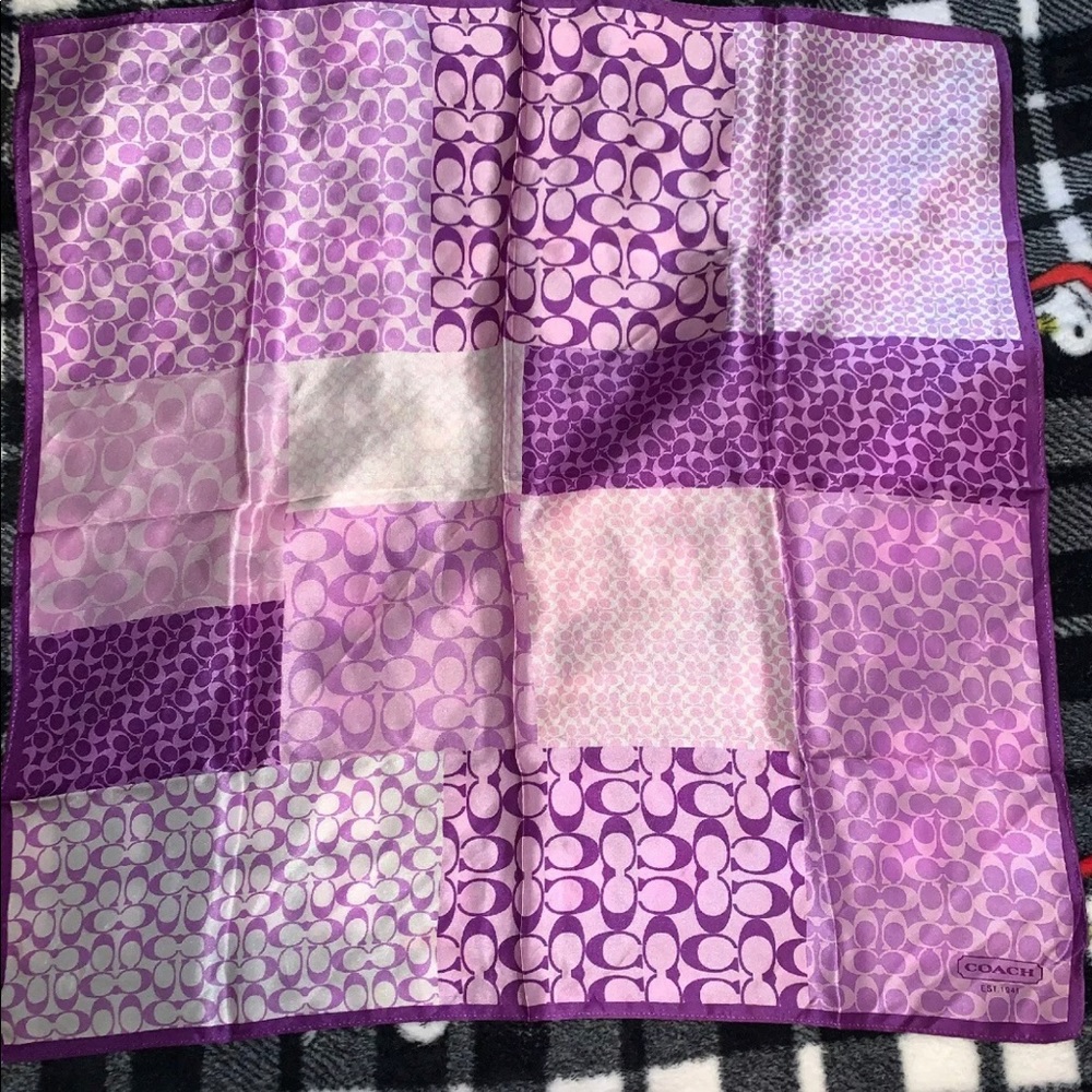 Coach Silk Scarf Plum Color 20”x20”